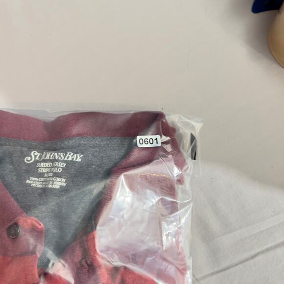 Polo St. John's Bay Men's XL Sueded Jersey Striped 2- Button Henley Long Sleeve - Picture 10 of 10